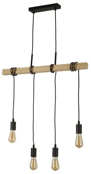 Woody 4lt bar pendant - legno naturale e metallo nero