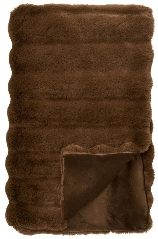 Coperta marrone in pelliccia finta 130x180 cm Galena – House Nordic