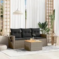 Set Divani da Giardino 4 pz con Cuscini in Polyrattan Grigio 3256767