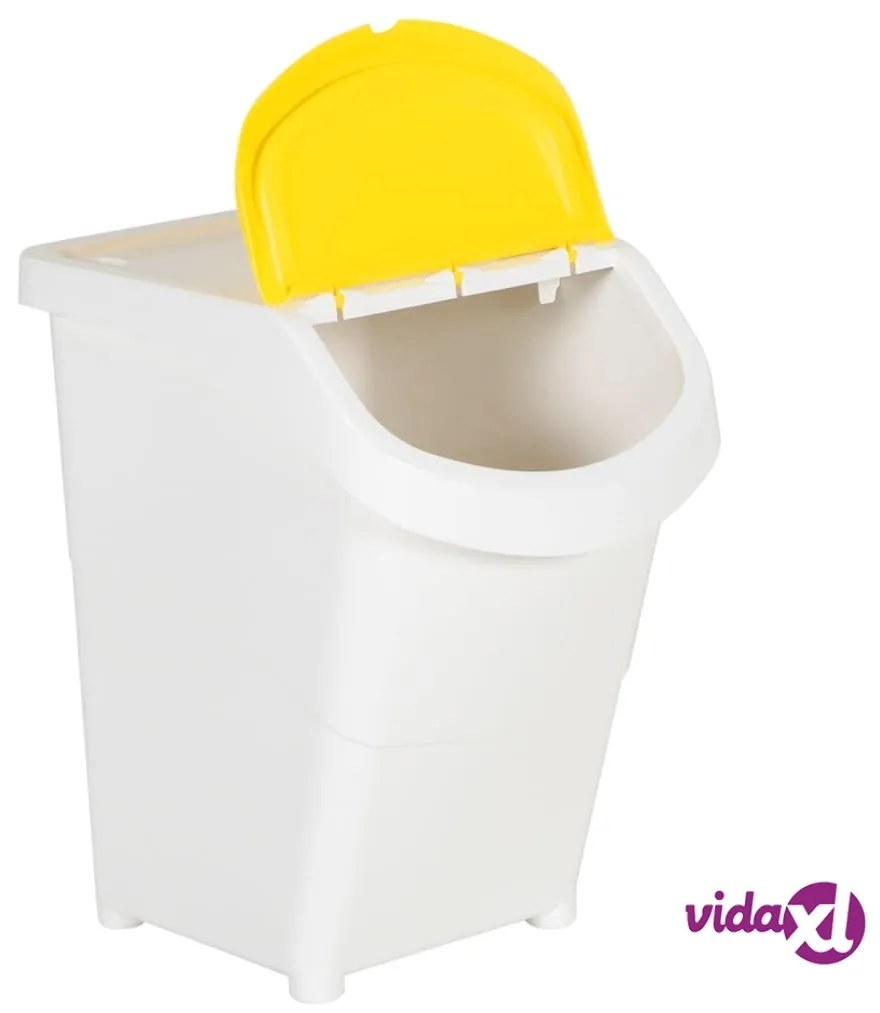 vidaXL Cestini per Rifiuti Impilabili con Coperchi 3pz Bianchi PP 120L