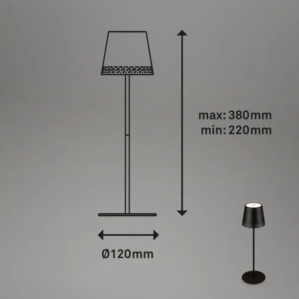 Brilo - Lampada da tavolo ricaricabile LED a sfioramento KIKI LED/2,6W/5V IP44 2600 mAh nera