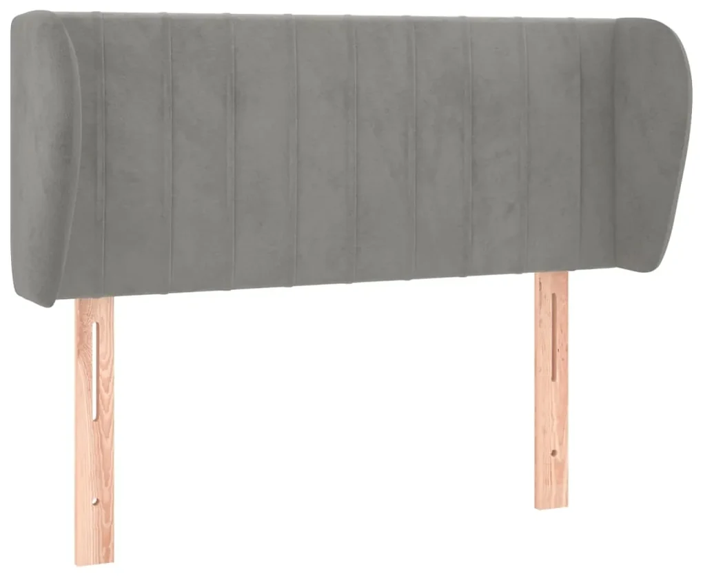 Testiera ad orecchio grigio chiaro 83x23x78/88 cm in velluto