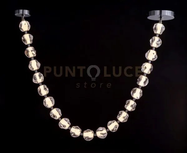 Ciottolo sospensione pendente a collana  cromo 21 luci led 84w  714...