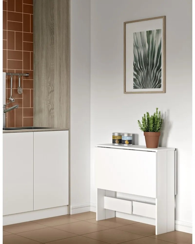 Tavolo da pranzo pieghevole con piano bianco 76x28 cm Papillon - TemaHome