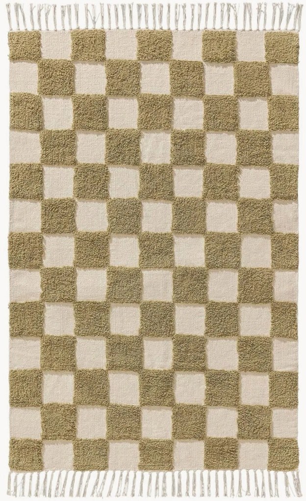 Tappeto in cotone tessuto a mano con motivo in rilievo Caro