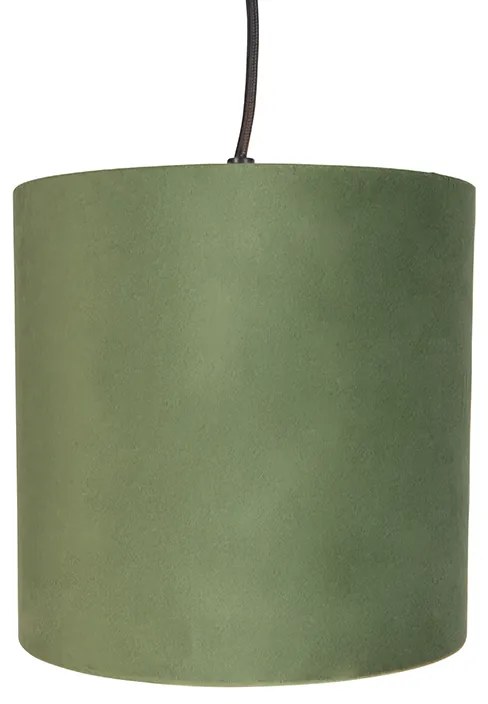 Lampada a sospensione con 5 paralumi in velluto colorati 20 cm - Cava
