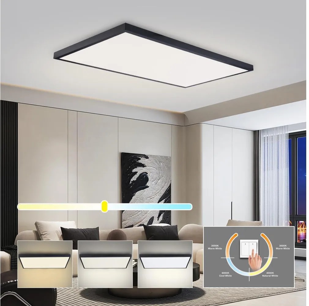 Brilagi - Plafoniera da bagno FRAME LED/96W/230V 120x60 cm IP44 nera