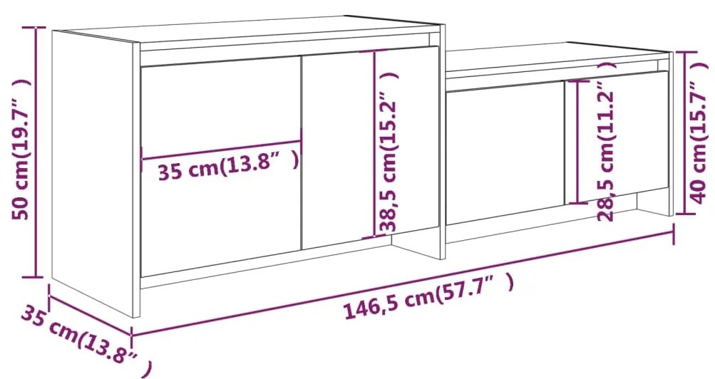 Mobile TV Nera 146,5x35x50 cm in Truciolato