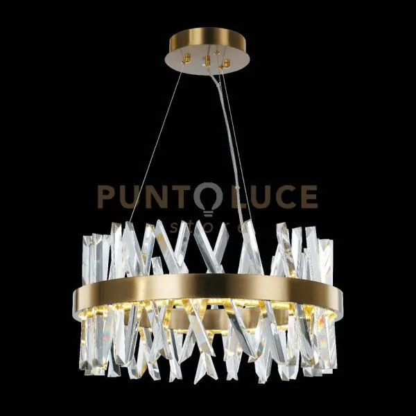 Lampada a sospensione rotonda akasha, ottone anticato, led 60w 5400...