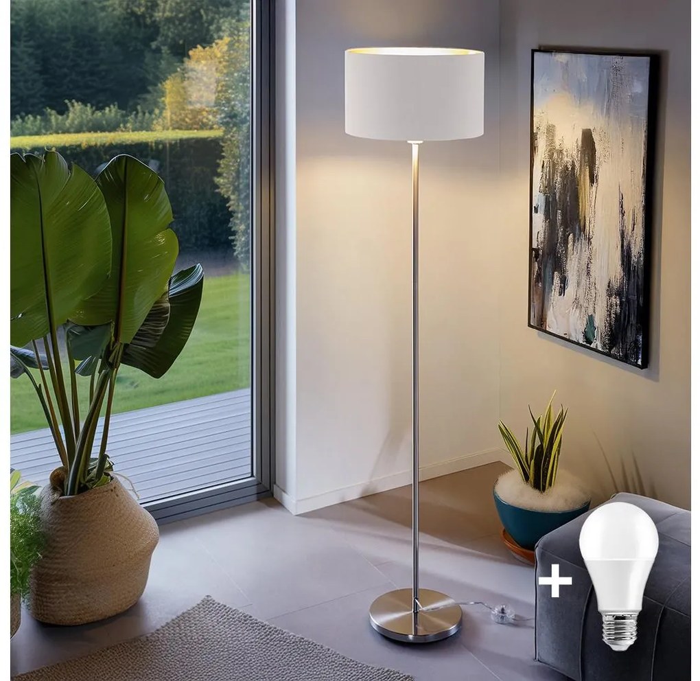 Lampada a piantana LED TUNJA 1xE27/20W/230V Ø 38 cm cromo opaco/bianco