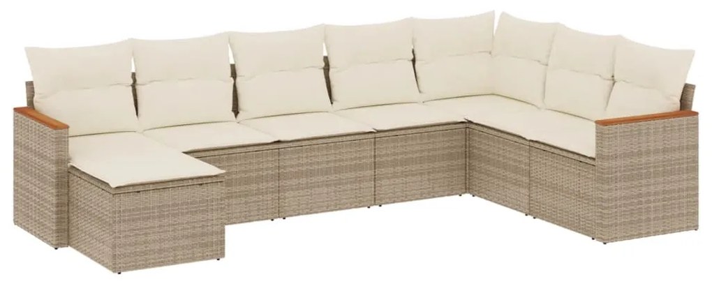 Set divano da giardino 8 pz con cuscini beige in polyrattan