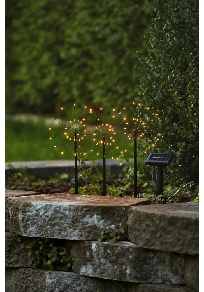 Illuminazioni esterne in set LED con alimentazione a pannelli solari con picchetto 3 pz (altezza totale 40 cm) Firework – Star Trading
