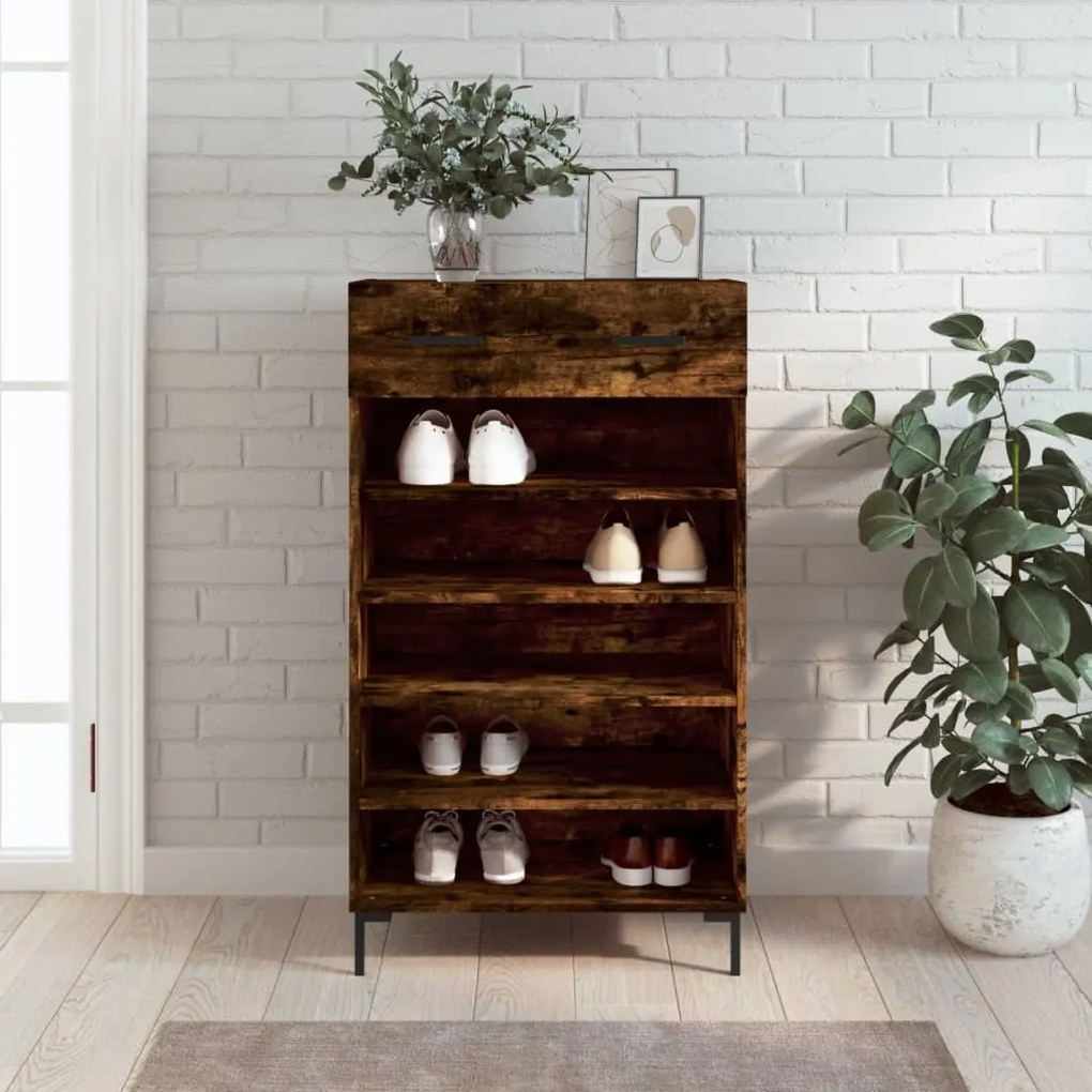 Scarpiera Rovere Fumo 60x35x105 Cm İn Legno Multistrato /