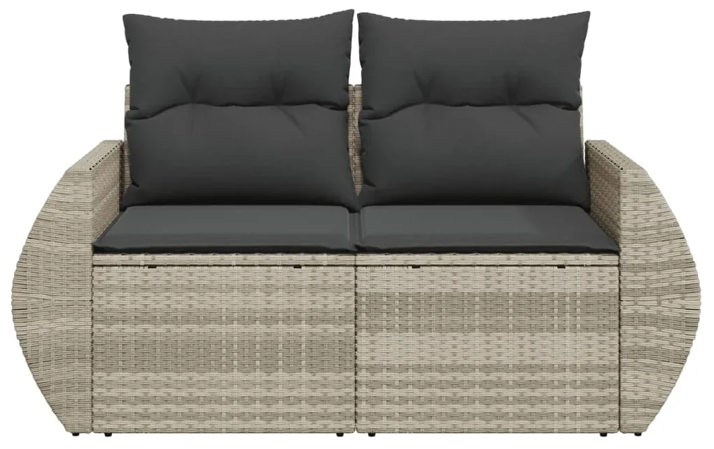 Divano da giardino con cuscini 2 posti grigio chiaro polyrattan