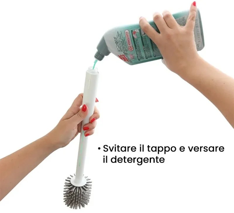 Portascopino con spazzola WC igienizzante in plastica bianca