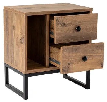 Comodino GLIMMER 50x45,2 cm pino atlantic/nero