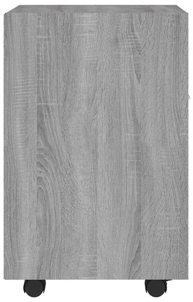 Mobiletto con ruote grigio sonoma 33x38x60 cm legno multistrato