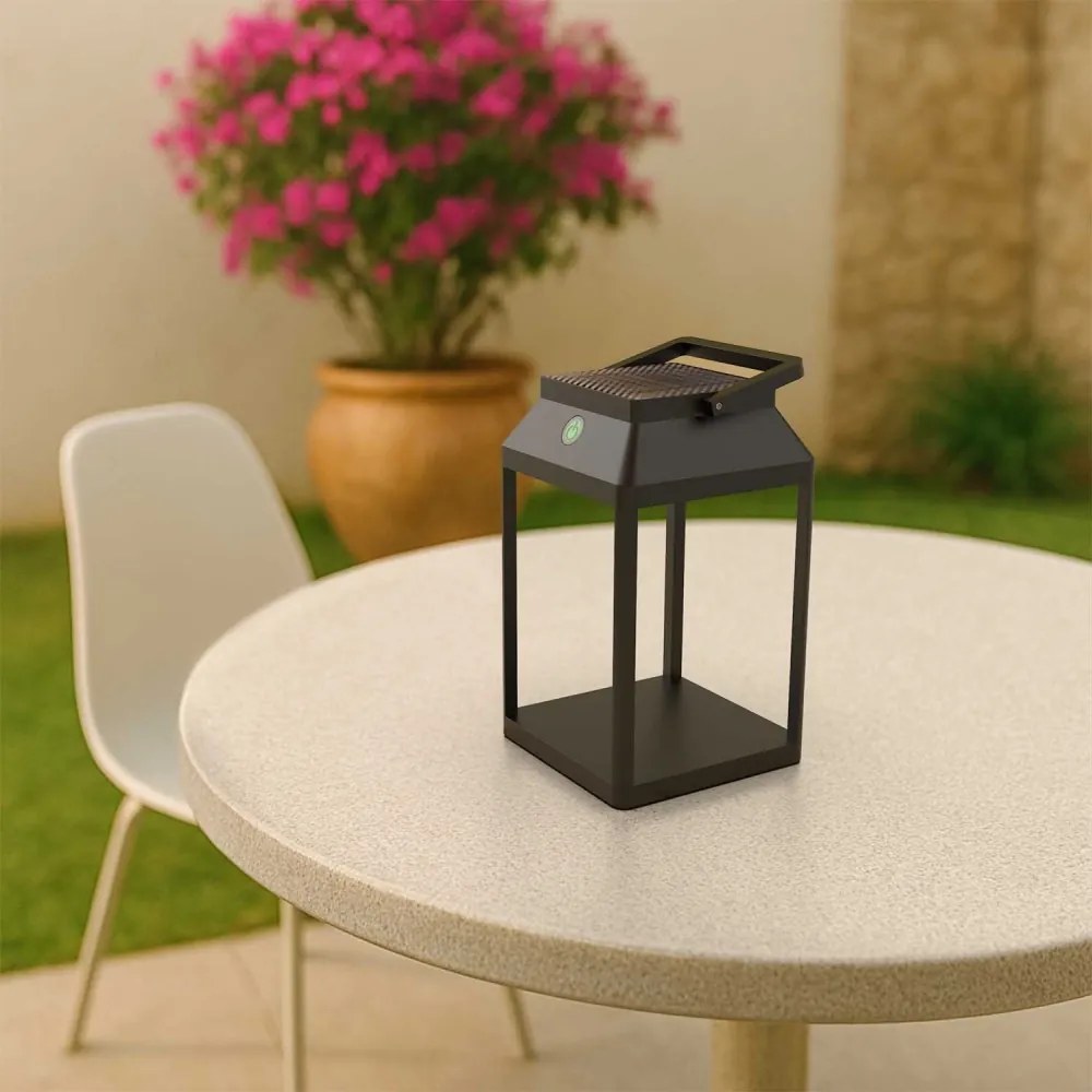 Lanterna Portatile Ricaricabile Solare e USB Nera Dimmerabile Colore Bianco Naturale 4.000K