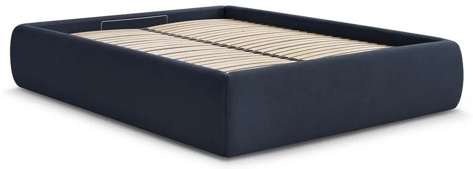 Letto matrimoniale imbottito blu scuro con contenitore/senza testiera con rete inclusa 180x200 cm Inera – Bobochic Paris