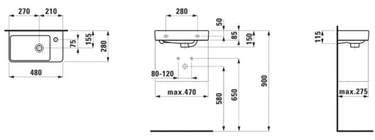LAUFEN H8159540001041 - Lavabo sospeso PRO 48x28 cm ceramica/bianco
