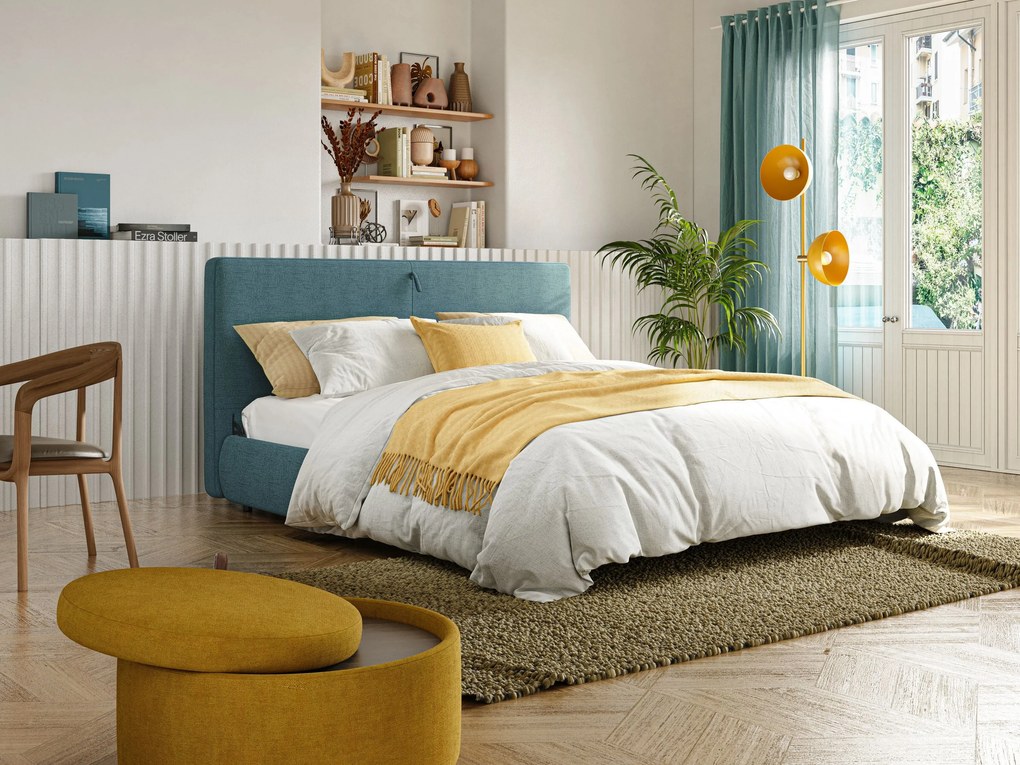 Gransasso Divano letto matrimoniale dal DESIGN innovativo in tessuto impermeabile T03 azzurro