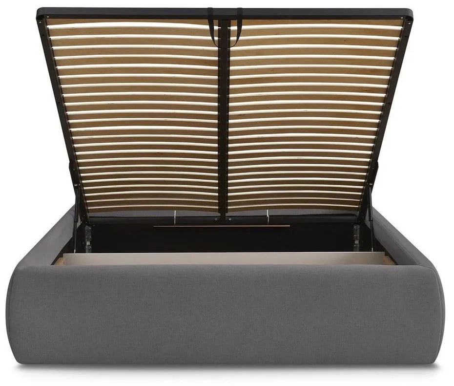 Letto matrimoniale imbottito grigio scuro con contenitore/senza testiera con rete inclusa 180x200 cm Inera – Bobochic Paris
