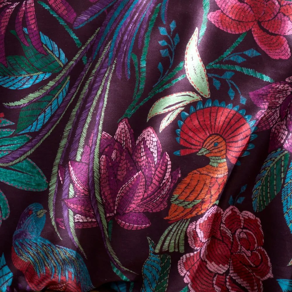 Set copripiumino e federa viola in velluto per letto singolo 135x200 cm Bridgerton Kate Floral – Catherine Lansfield