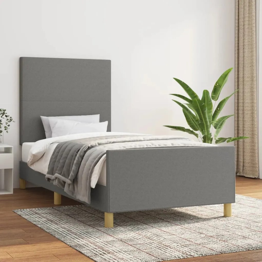 Giroletto Senza Materasso Grigio Scuro 90x190 Cm Tessuto /