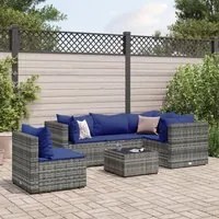 Set Divani da Giardino 6 pz con Cuscini in Polyrattan Grigio 3308167