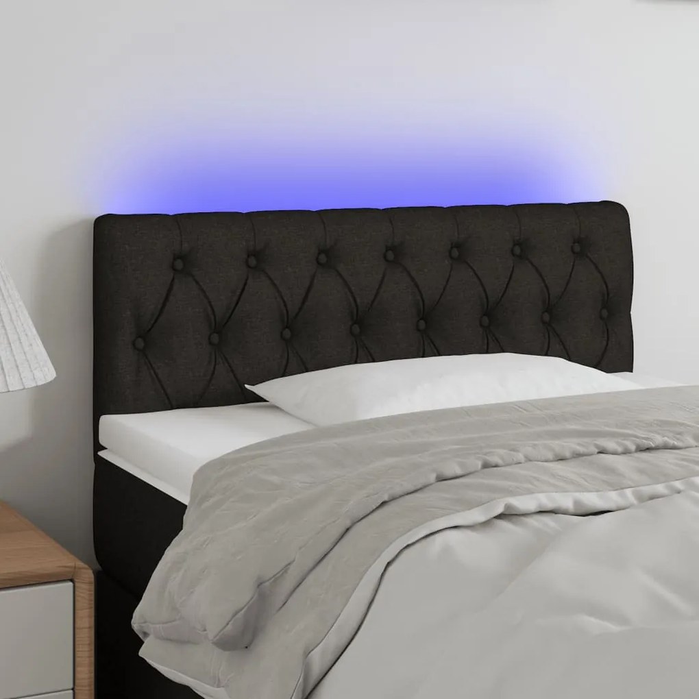 Testiera A Led Nera 90x7x78/88 Cm İn Tessuto /