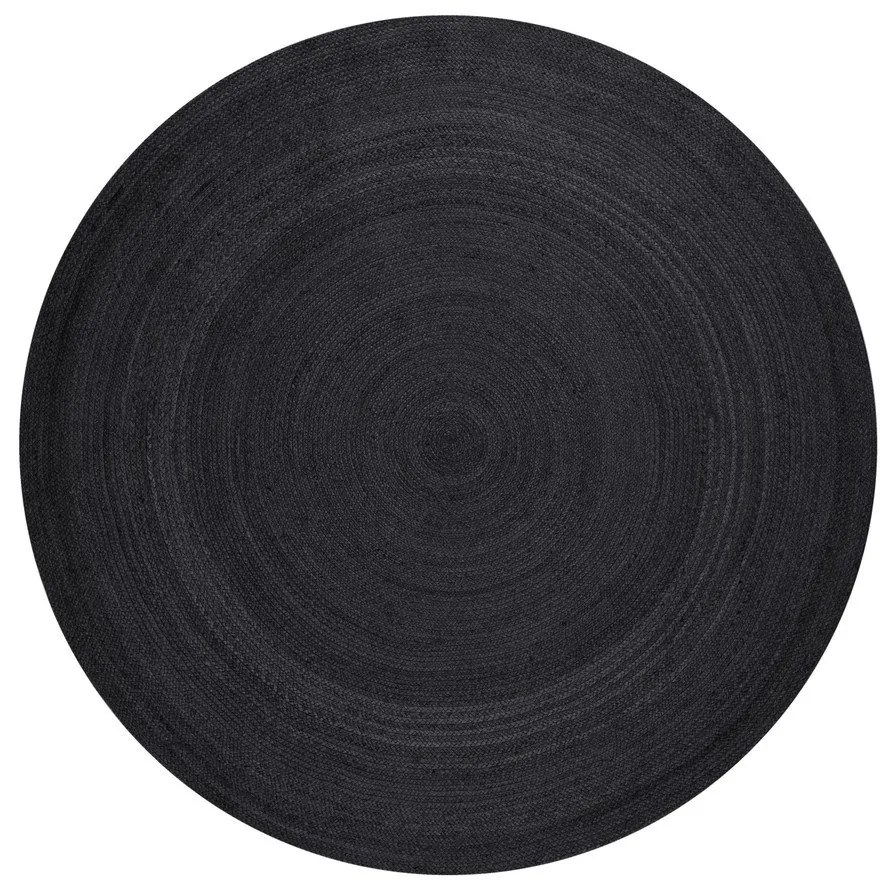 Tappeto rotondo nero in iuta reversibile/tessuto a mano ø 140 cm Braided – Hanse Home