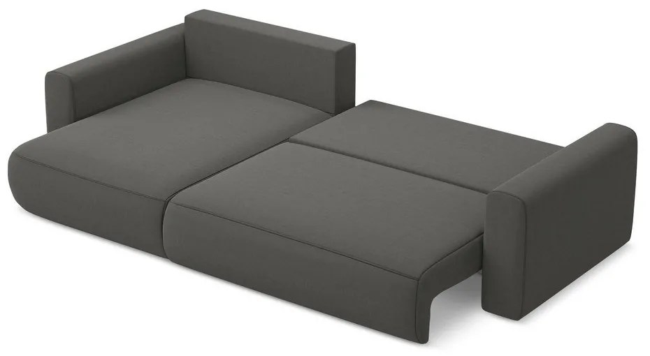 Divano angolare grigio scuro allungabile/con contenitore (con penisola a sinistra/con chaise lounge) con rivestimento in velluto Kapua – Makamii