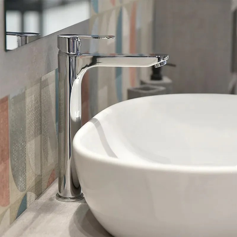 Miscelatore lavabo alto cromato completo di piletta click clack Zoe
