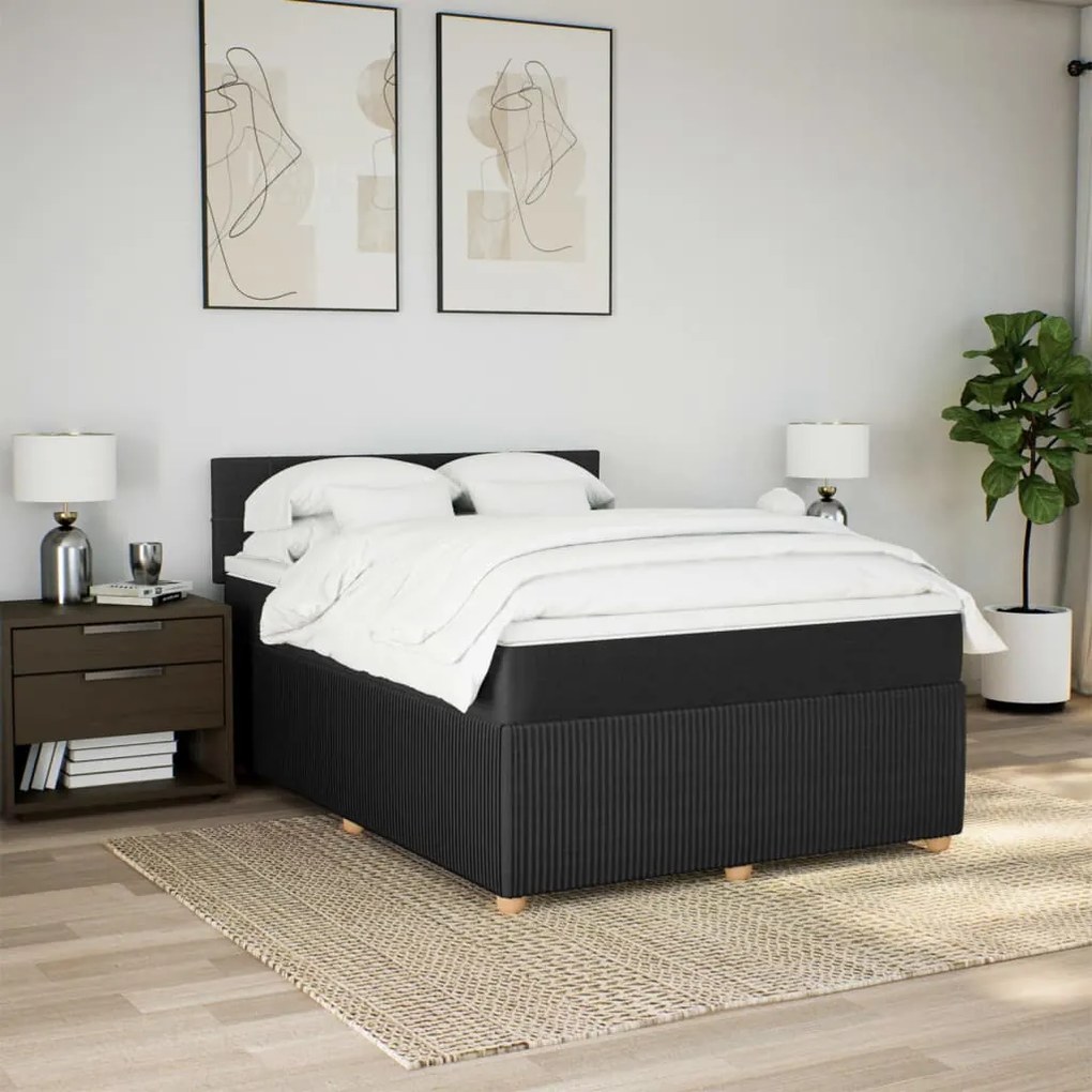 Giroletto a molle con materasso nero 140x190 cm in tessuto