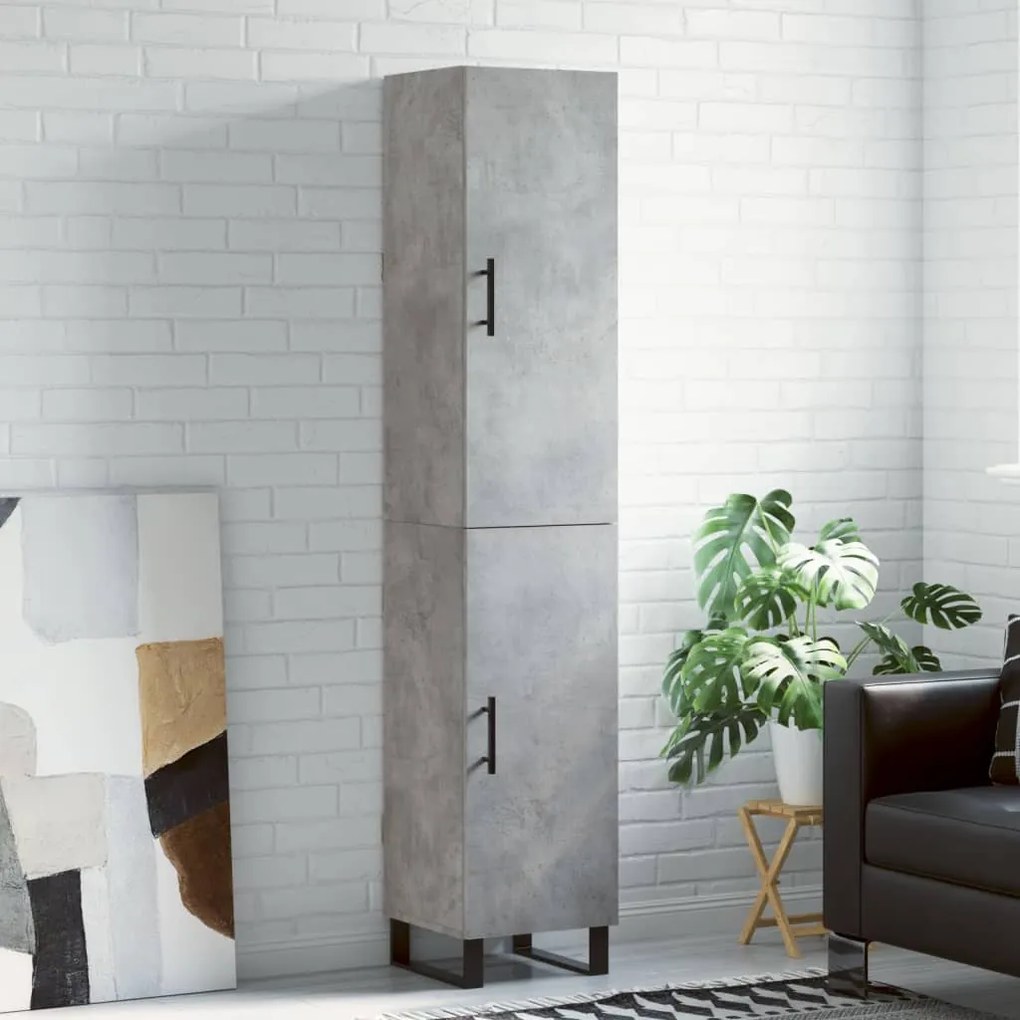 Credenza Grigio Cemento 34,5x34x180 Cm İn Legno Multistrato /