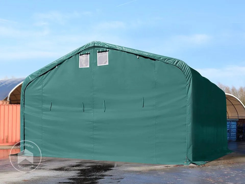 TOOLPORT 6x6m tendostruttura altezza 2,6m, PVC 850, verde scuro, con statica (sottofondo in cemento) - (49414)