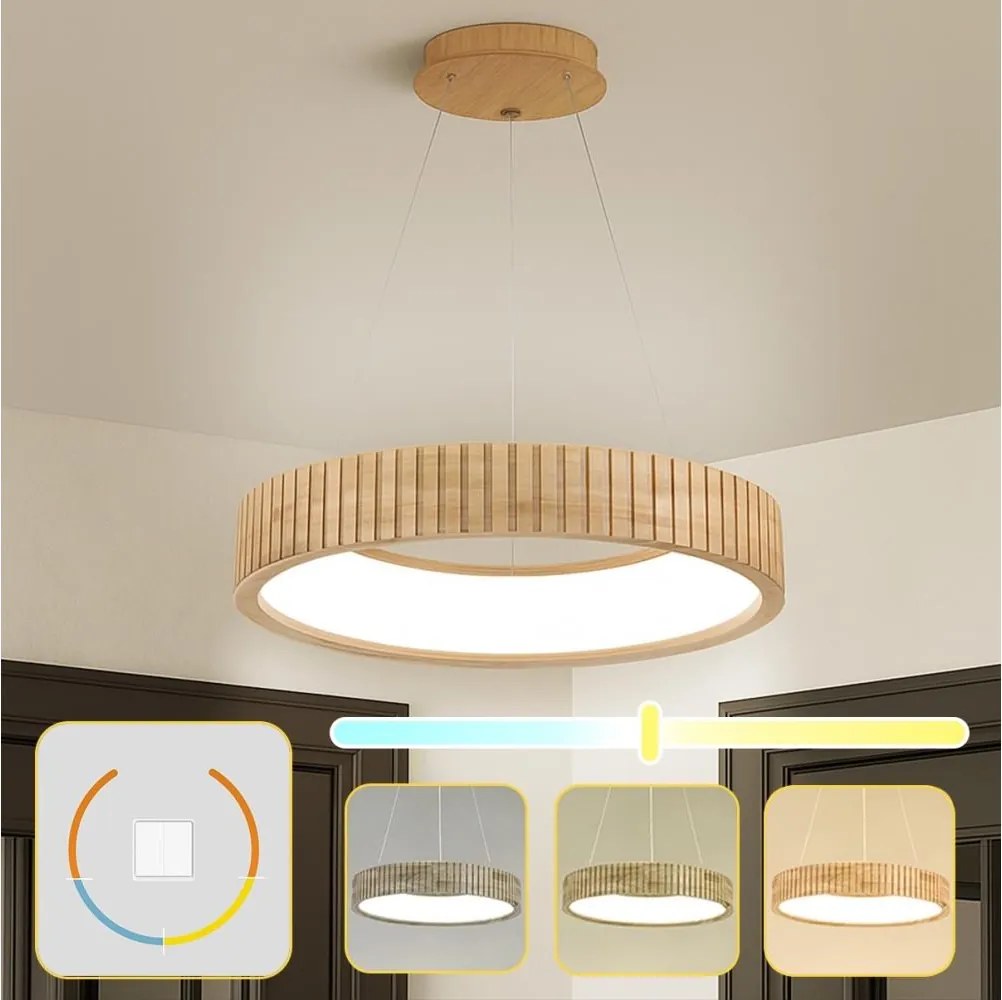 Brilagi - Lampadario LED a sospensione con cavo FALCON WOOD MODERN LED/30W/230V Ø 45 cm in legno