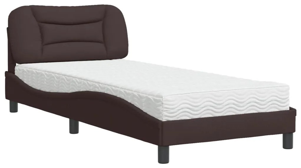 Letto con materasso marrone scuro 80x200 cm in tessuto