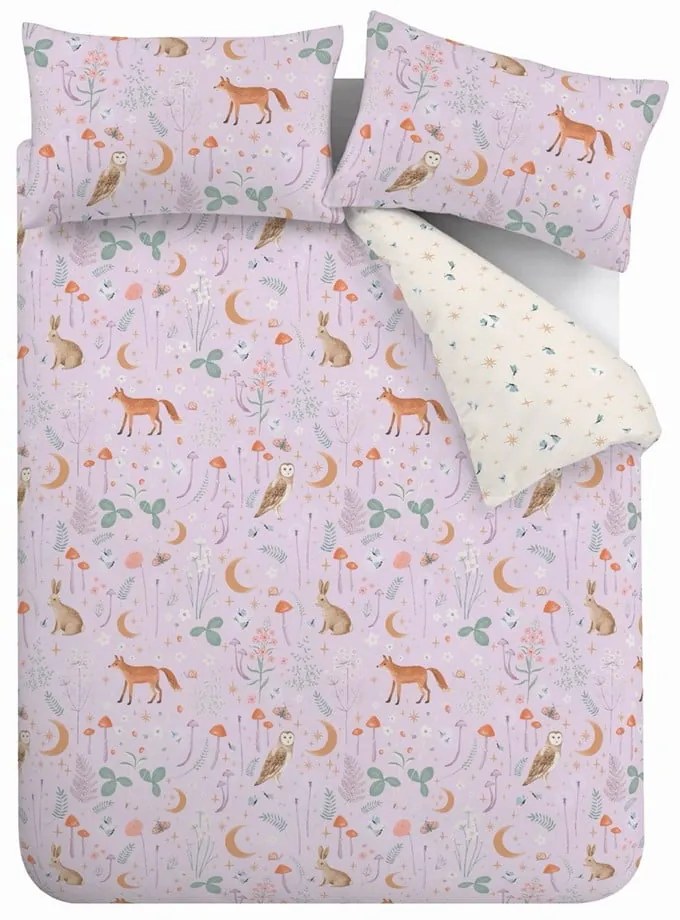 Set copripiumino e federa lavanda per letto singolo 135x200 cm Enchanted Twilight Animals – Catherine Lansfield