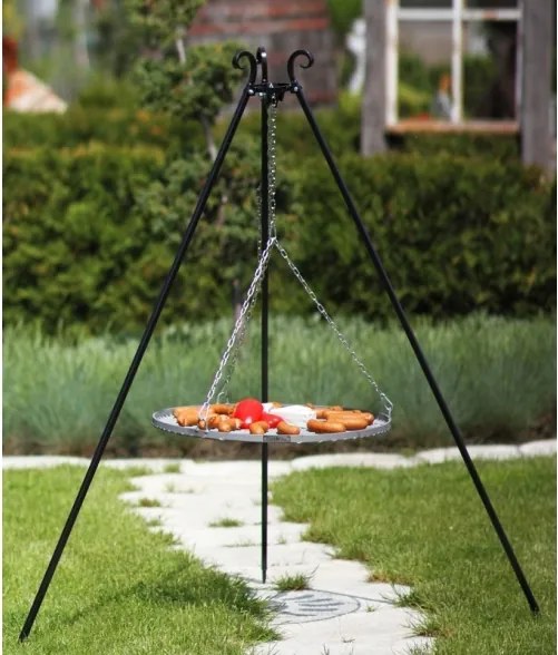 Barbecue Artigianale Con Braciere In Ferro E Griglia Sospesa Su Treppiede Indiana 80 Cm Cook King