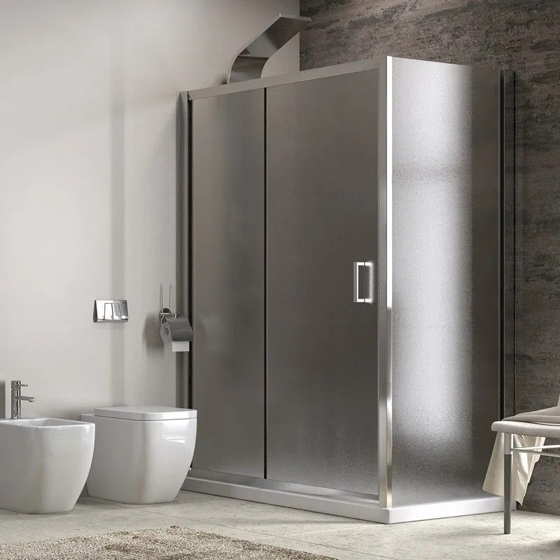Kamalu - Cabina doccia 150x80 ad angolo laterale fisso 80cm vetro opaco altezza 180cm  K410NS