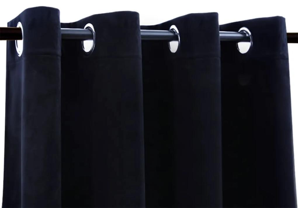 Tenda Oscurante con Anelli in Metallo Velluto Nera 290x245 cm