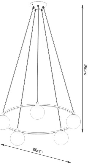Sollux SL.1214 - Lampadario a sospensione con filo YOLI 5xG9/8W/230V nero