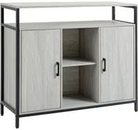 EASYCOMFORT Credenza Moderna in Legno con 2 Armadietti e Ripiani, 100x34x87.2cm, Grigio Chiaro