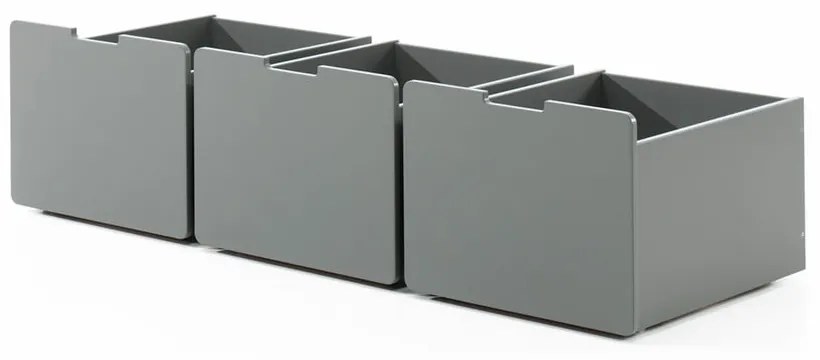 Cassetti grigi sotto il letto dei bambini 3 pezzi Pino - Vipack