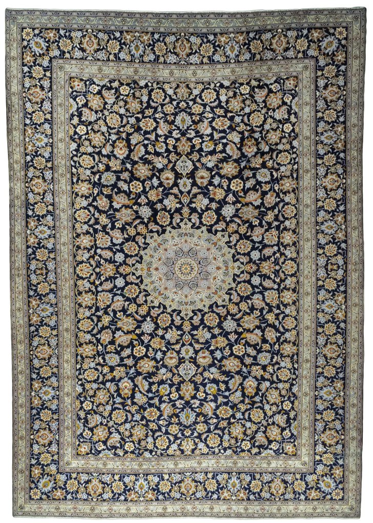 Kashan Tappeto persiano 440x310 Blu (Iran) Annodato A Mano