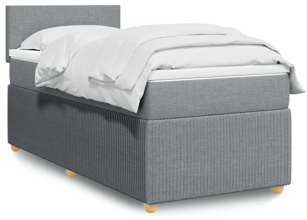 Giroletto A Molle Con Materasso Grigio Chiaro 90x190 Cm Tessuto /