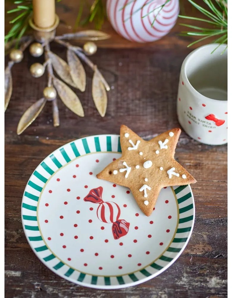 Piatto da dolce bianco in gres a tema natalizio ø 16 cm Yule – Bloomingville