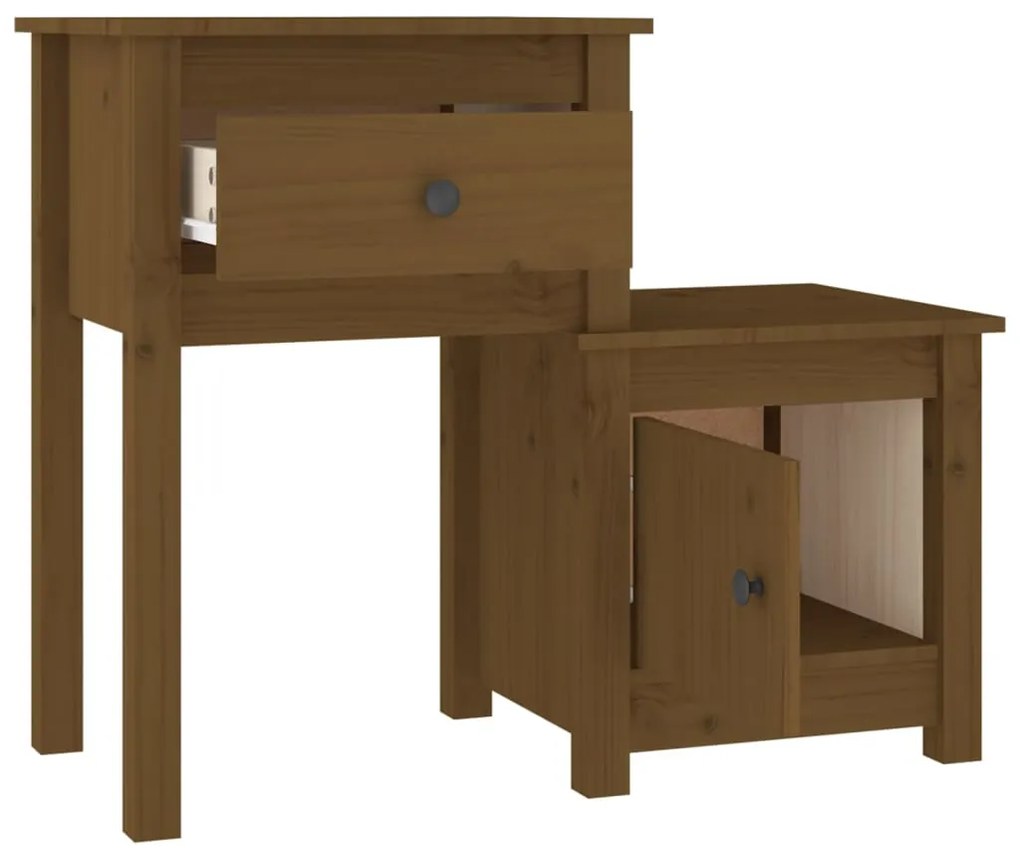 Comodini 2 pz miele 79,5x38x65,5 cm in legno massello di pino