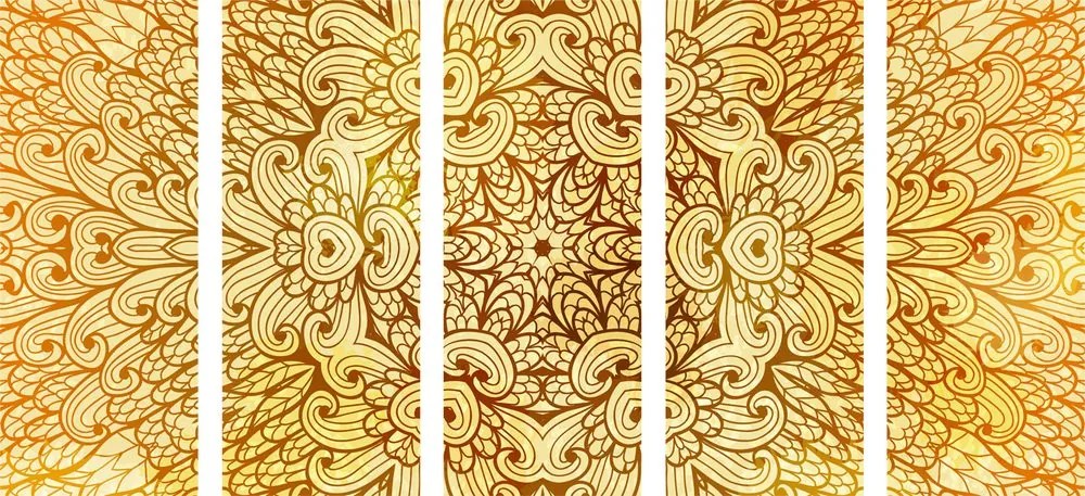 Quadri 5 pezzi – Mandala etnica dorata
